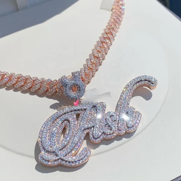 Custom Initial Name Pendant Customized Logo Full Iced Out Charm S925 VVS D Moissanite Diamond Letter Chain for Men and Women - Image 5