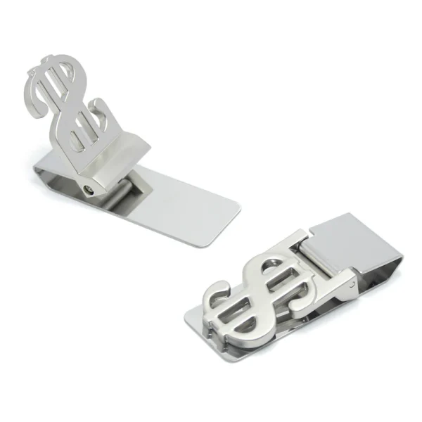 New Modern Brand Dollar Sign Clamp Pocket Purse Cash Holder Organizer Men Women Promotional Folding Metal Money Clip - Image 3