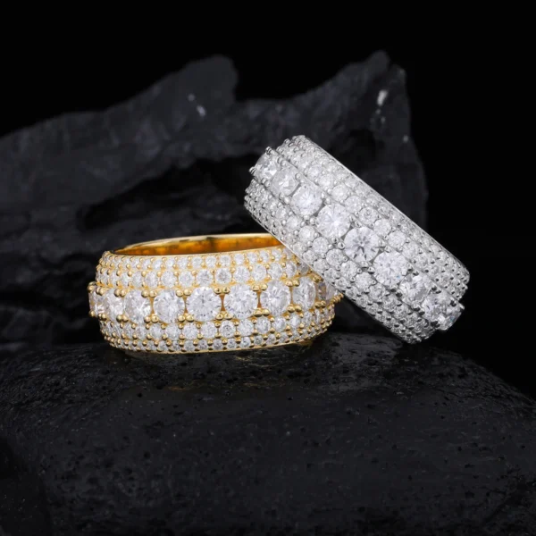 Hip Hop Jewelry Wedding Engagement Gift 925 Sterling Silver Paved VVS Moissanite Iced Out 5 Layer Diamond Band Ring for Men - Image 2