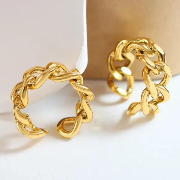 Free Design Colorfast Trendy Metal Chain Ring Open Ring Stainless Steel Jewelry - Image 2