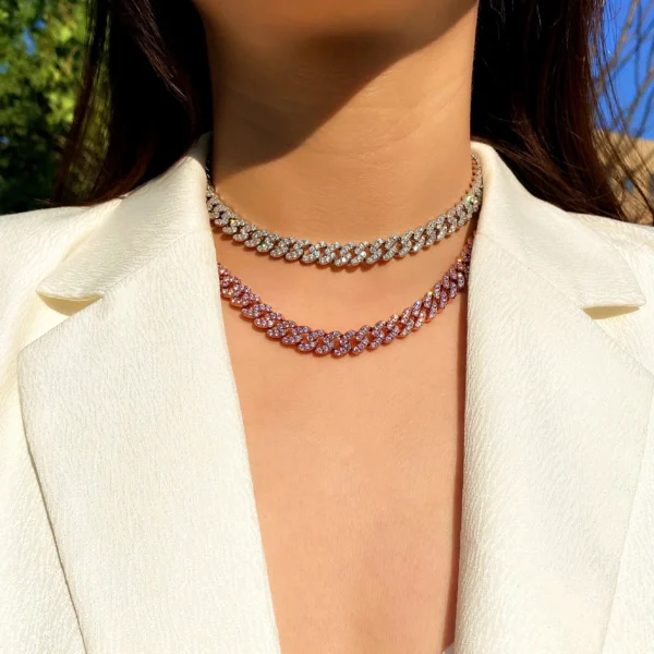 Hiphop Jewelries Iced Out 9mm Cuban CZ Link Chain Bling Miami Woman Cuban Necklace Bracelet and Anklets for Summer - Image 3
