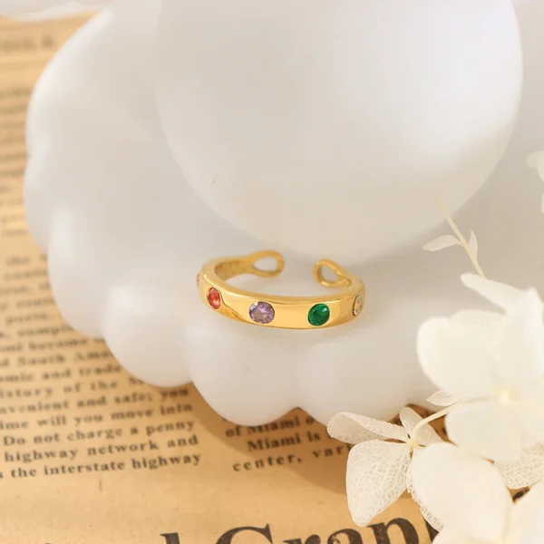 New Fashion Design Ring Colorful Zircon Open Forefinger Ring - Image 2