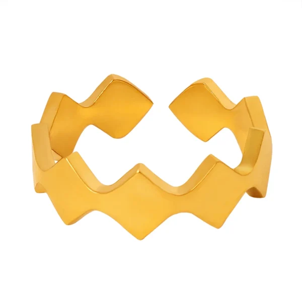 High Quality Wholesale Diamond Ring Opening Simple Stainless Steel 18K Gold Ring - Image 6