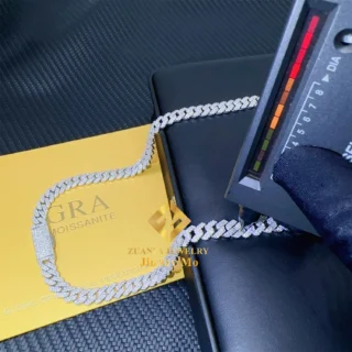 Hot Selling Pass Diamond Tester 8mm Two Rows Pass Diamond Tester Iced Out Hip Hop  VVS1 Moissanite Cuban Link Chain Necklace