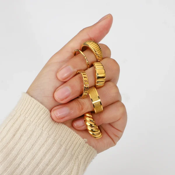 Classic 18K Gold Plated Stainless Steel Women Ring Fashion Jewelry for Parties and Gifts - Image 3