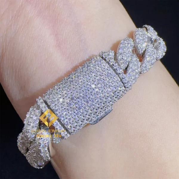 Fashion Style 12mm Two Row 925 Solid Silver Iced Out Hip Hop Fire Jewelry VVS  Moissanite Best Quality Cuban Link Chain Bracelet - Image 2