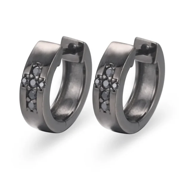 Personality Black Moissanite Hoop Earrings Male Party Accessories Trendy S925 Earrings for Men Silver Jewelry With Gra - Image 6