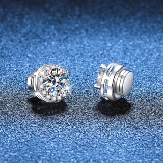 S925 Sterling Silver Moissanite Diamond Ear-Free Magnetic Cure Earrings
