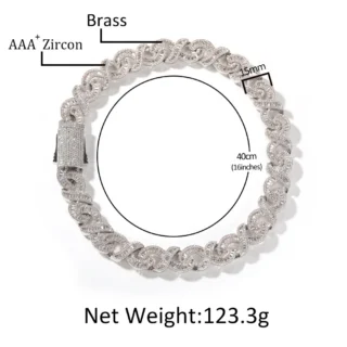 Cuban Link Chain Infinite Loop Hip Hop Jewelry Iced Square CZ Zircon Gold Plated Necklace Iced Out Cuban Chain Necklace Jewelry