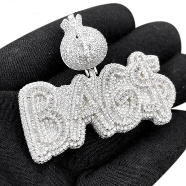 High Quality Hip Hop Dollar $ Money Bag Letter Pendant Necklace for Men Iced Out Bling CZ With Rope Chain Jewelry - Image 6