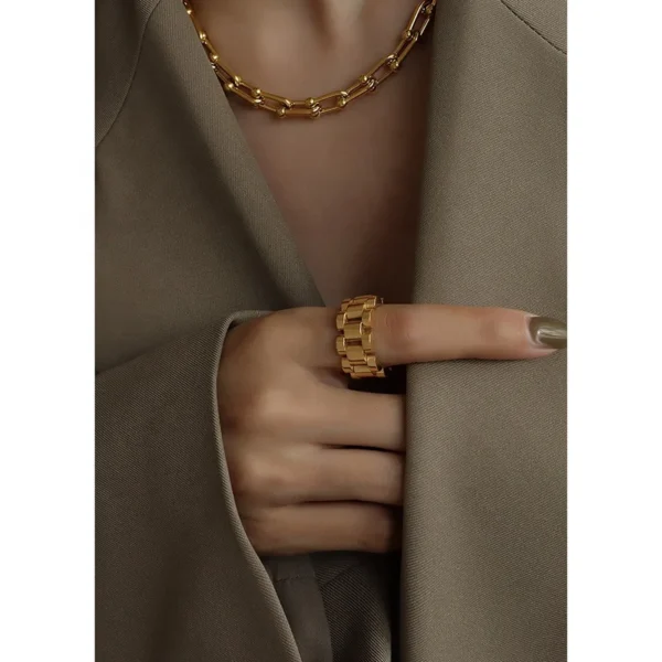 Wholesale Fashion Stainless Steel Gold Jewelry Adjust Women Rings - Image 3