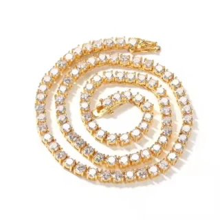 Hot Selling Unisex Tennis Chain Necklace One Row with 3mm-5mm CZ Zircon Stylish Hip Hop Icy Jewelry