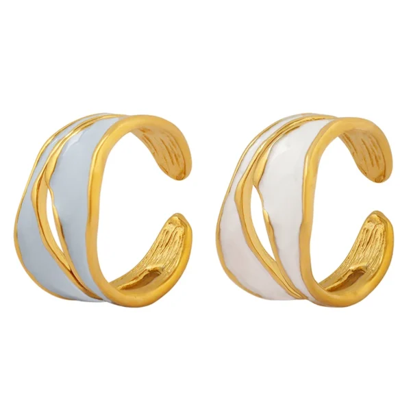 Factory Wholesale Price Blue Ring Stainless Open Asymmetric Ring - Image 6