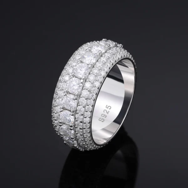 Hip Hop Jewelry Wedding Engagement Gift 925 Sterling Silver Paved VVS Moissanite Iced Out 5 Layer Diamond Band Ring for Men - Image 3
