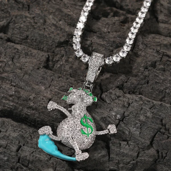 UWIN New Design Cute Enamel Dollar Sign Pendant Running Money Bag with Cash Silver Color Cartoon Pendant - Image 2