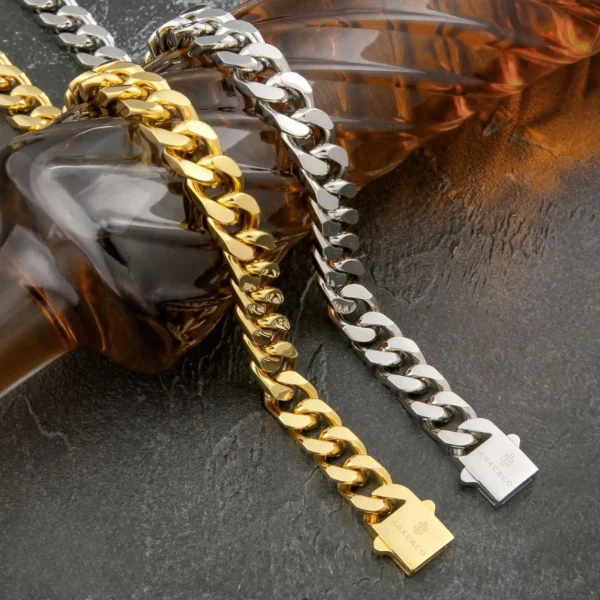 KRKC Wholesale Hip Hop Jewelry 12mm 14mm 18K Gold Plated Stainless Steel Miami Cuban Link Necklace Mens Chains - Image 3