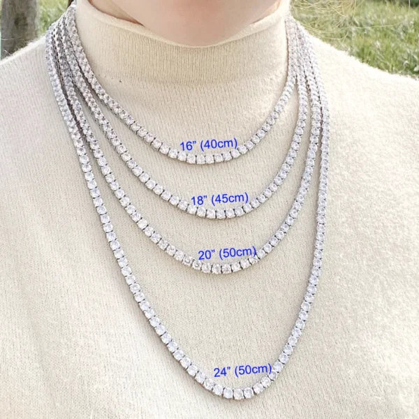 Hot Selling Unisex Tennis Chain Necklace One Row with 3mm-5mm CZ Zircon Stylish Hip Hop Icy Jewelry - Image 5