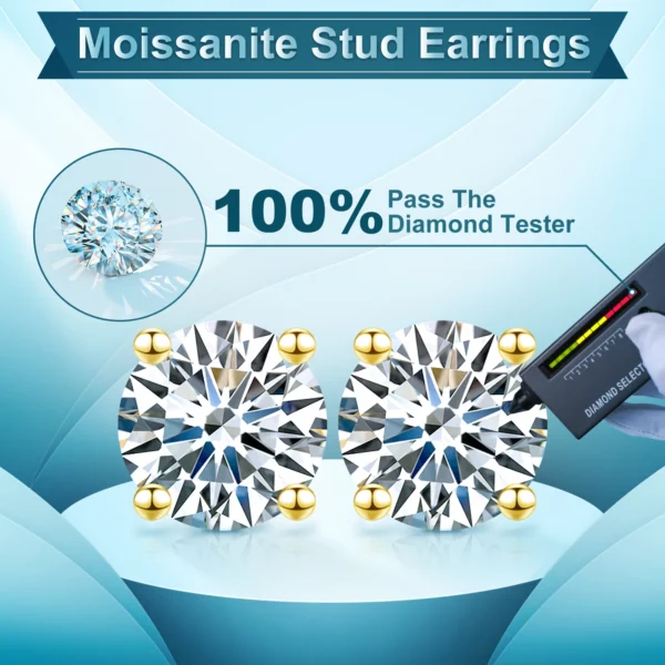 Luxury Mossanite Jewelry 3mm-11mm Classic Screw Back Gold 925 Sterling Silver VVS Moissanite Diamond Stud Earrings for Men Women - Image 4
