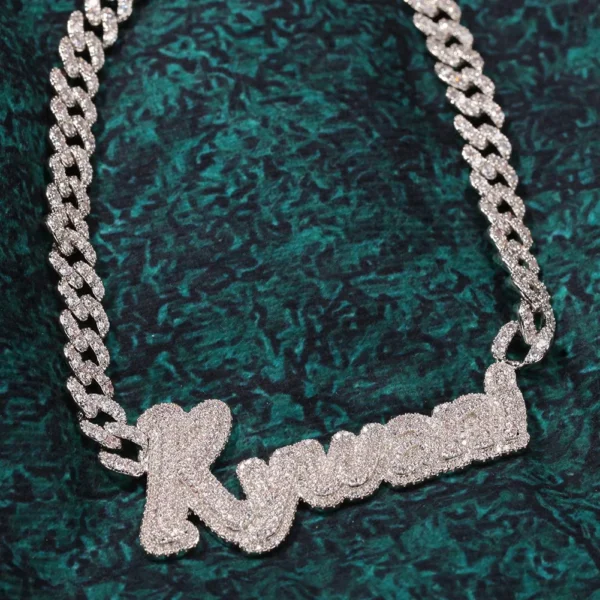 New Design Custom CZ Name Letter Pendant Necklace With Iced Out Cuban Chain Initial Necklace Personalised Hiphop Jewelry