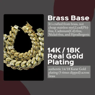 Wholesale Choker 14K 18k Gold Plated Cuban Link Chain 10mm-25mm Heavy Solid Brass Miami Cuban Chains Bracelet Necklace for Men