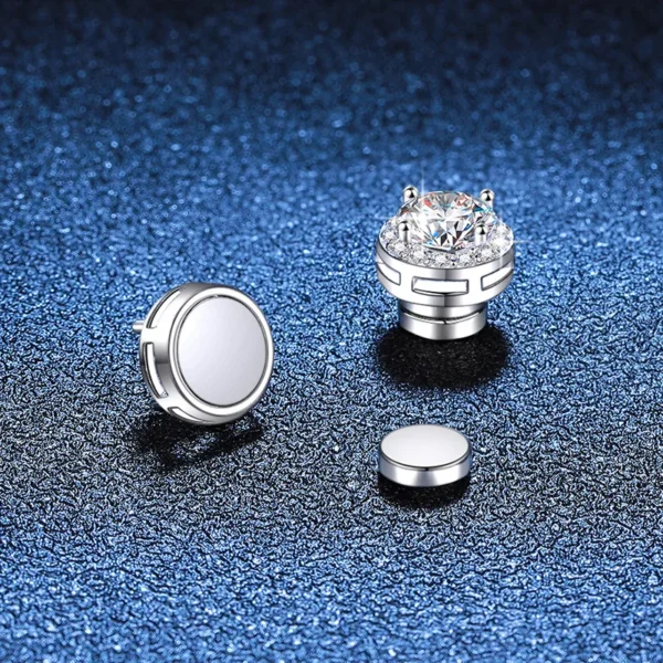 S925 Sterling Silver Moissanite Diamond Ear-Free Magnetic Cure Earrings - Image 3