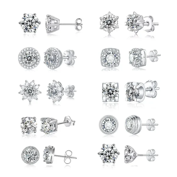 DEF VVS Claw Set halo Classic Moissanite Studs Round Cut Loose Gemstones S925 Sterling Silver Ladies Moissanite Earrings - Image 6