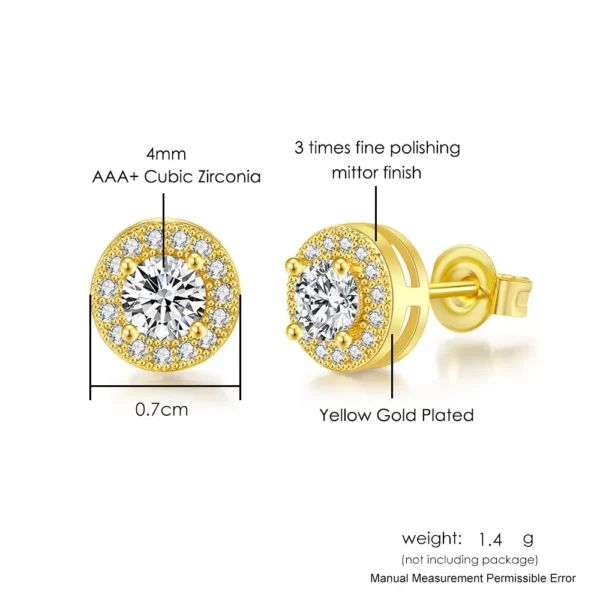 Simple Round Earrings for Men Hip Pop Rock Classic Cubic Zirconia Gold Color Minimalist Ear Rings Retro Jewelry Male Gift - Image 5