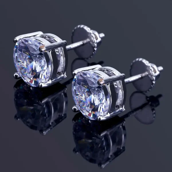 Gold/Silver Color Plated Iced Out Micro Pave Big CZ Stone Stud Earring Hip Hop Rock Jewelry Earrings for Male Female Gifts - Image 6
